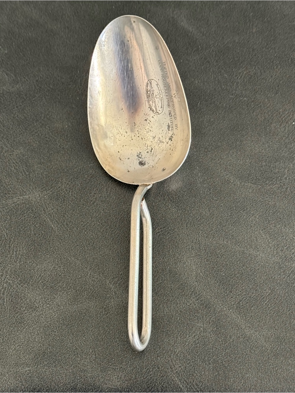 Vintage 30’s Metal Serving Scoop Spoon Silver Tone Good Housekeeping Institute